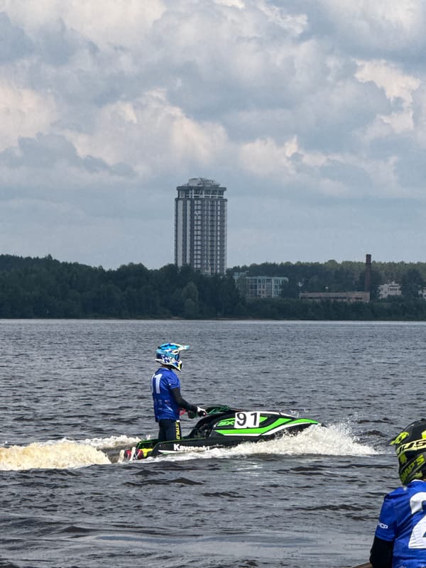 Jet ski racing competition on Kama River in Perm
