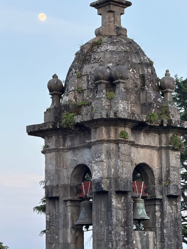 Evening observations of historic bell tower in Santiago