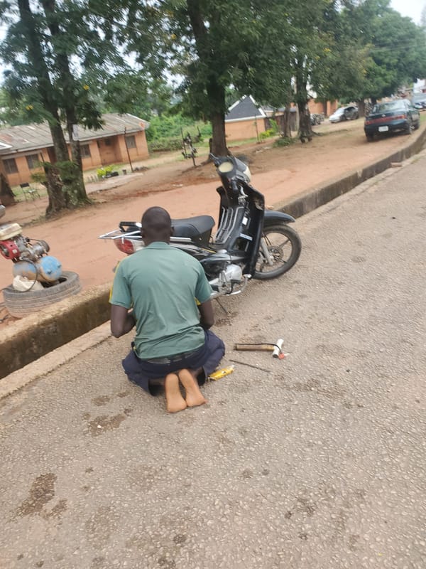 Morning street scenes from Jos, Nigeria under cloudy skies