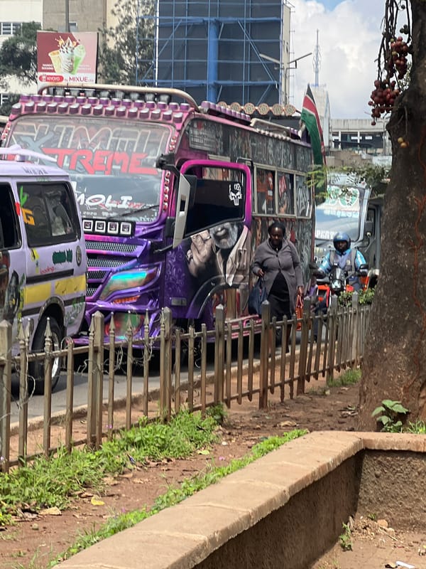 Decorated Purple Matatu Spotted on Busy Nairobi Street