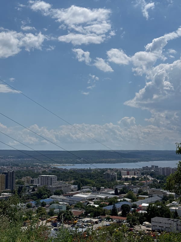 Circus tent and city views on a summer morning in Varna