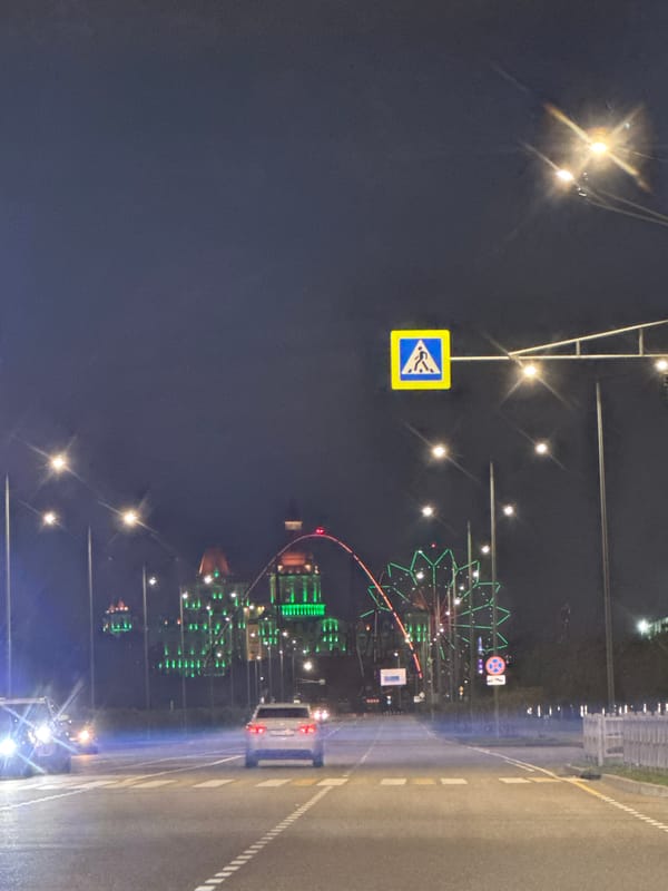 Night street scene captured in Sirius, Russia