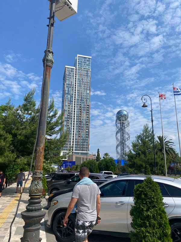 Sunny morning street scenes across central Batumi, Georgia