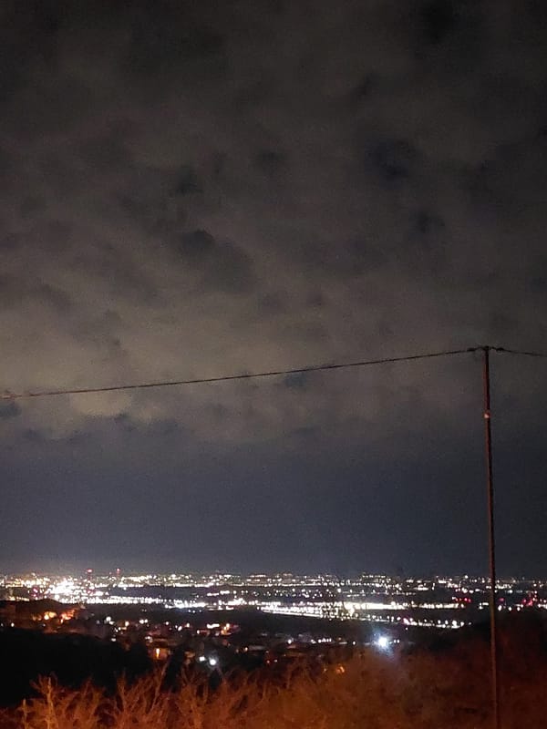 Nighttime city lights photographed in Asenovgrad, Bulgaria