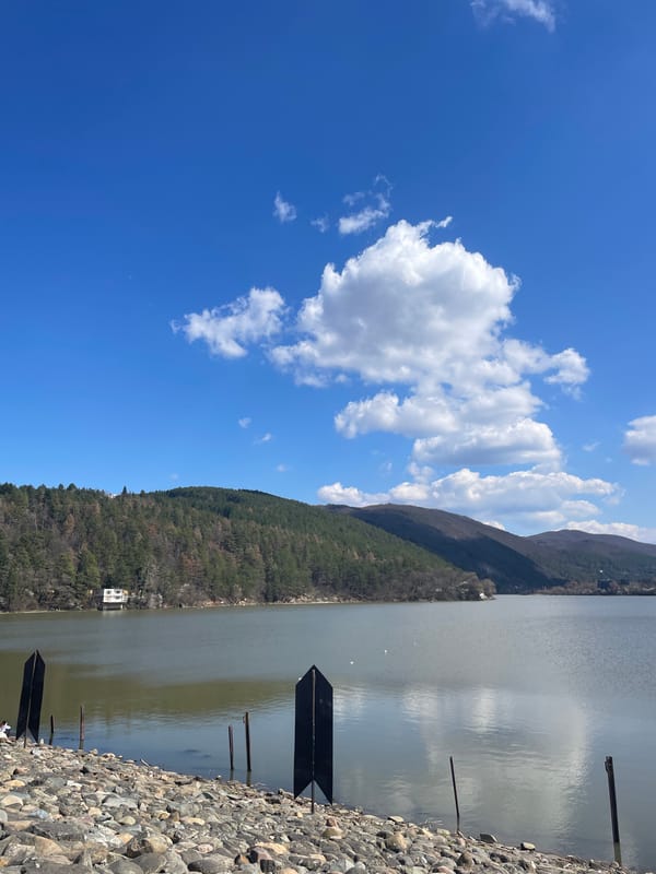 Lake Pancharevo scenic views documented under cloudy skies