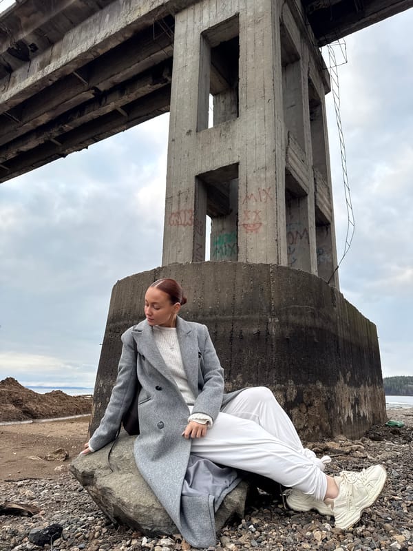 Mother and child explore industrial ruins in Chaikovsky, Russia