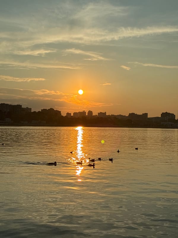 Golden sunset over the Angara River, Irkutsk