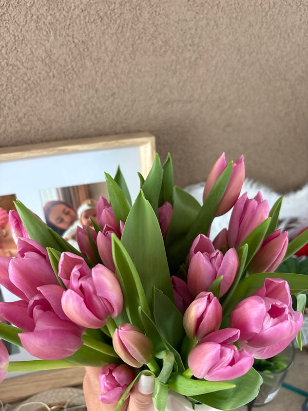 Family enjoys spring afternoon with baby in Veghel flower gardens