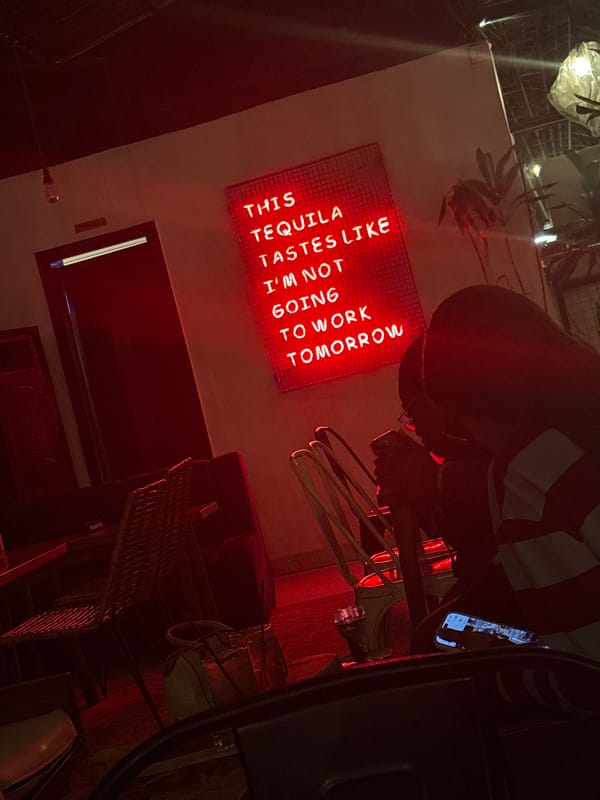 Night out at Abuja bar with humorous tequila signs