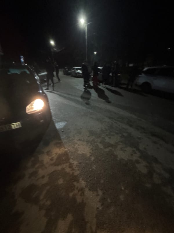 Car parked on street at night in Dabene, Bulgaria