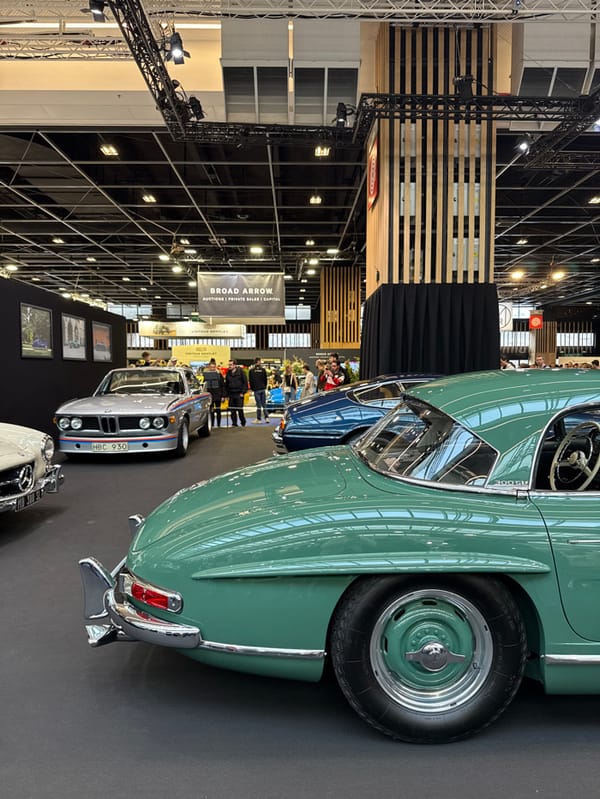 Classic car exhibition documented in Vanves exhibition hall