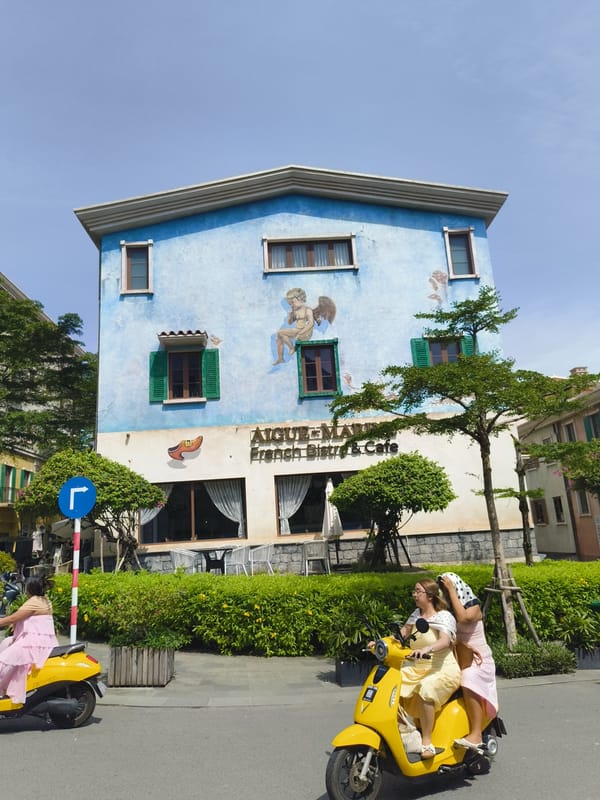 Exploring Phú Quốc's colorful resort district on a summer morning