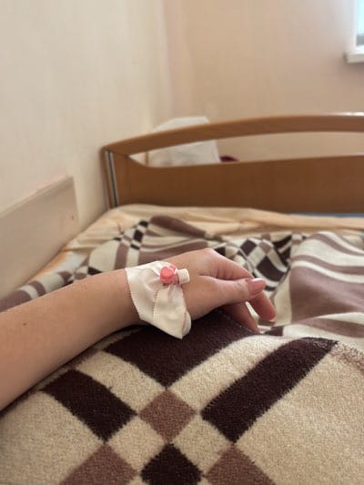 Patient receives IV treatment in Kharkiv hospital