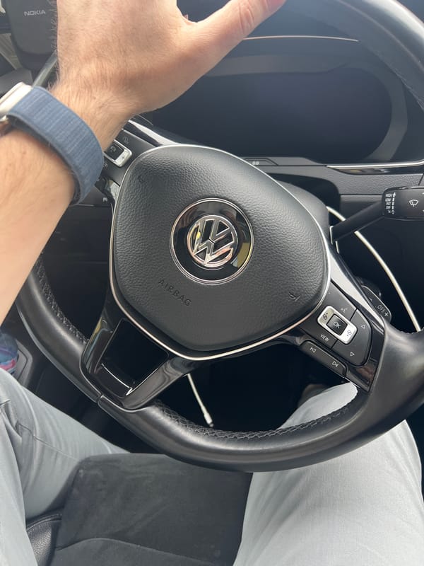 Driver documents VW interior during afternoon drive in Bulgaria