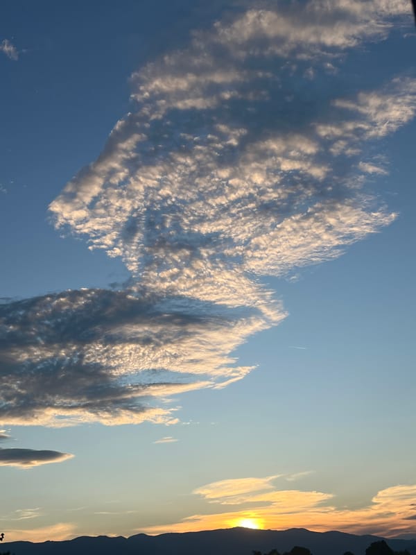 Sunset over Botevgrad's mountains, clouds and a quiet pause