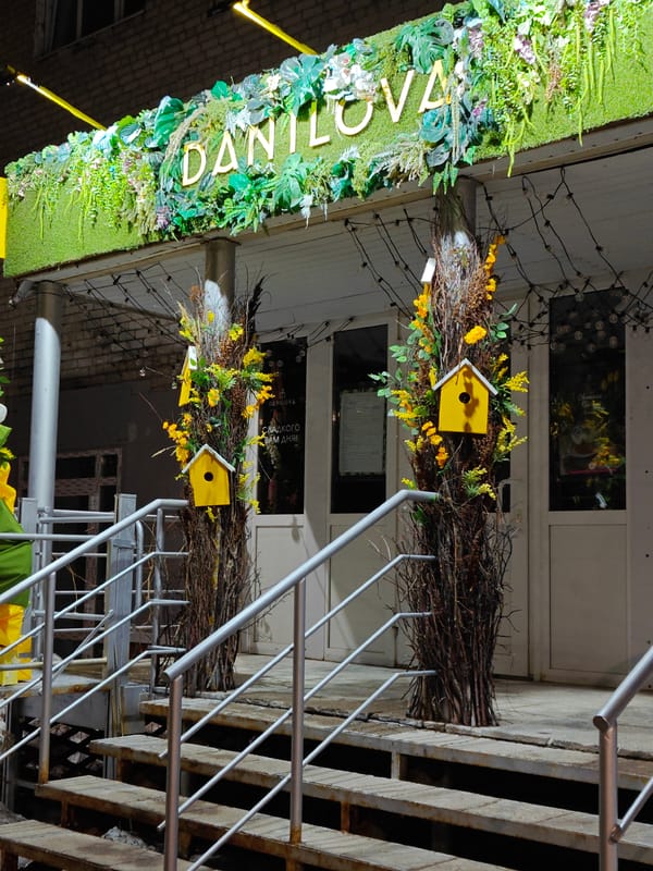 Danilova establishment documented at night in Chaikovsky, Russia