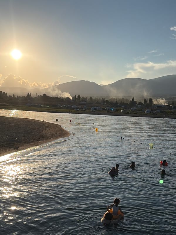Afternoon at the waterfront: fishing, jet skis, and golden light