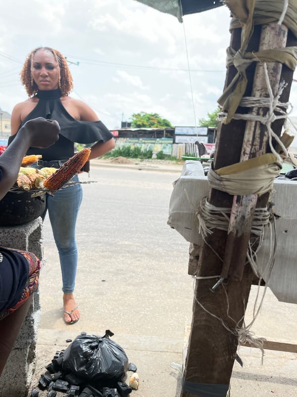 Street vendors sell corn and fruits across Abuja Nigeria