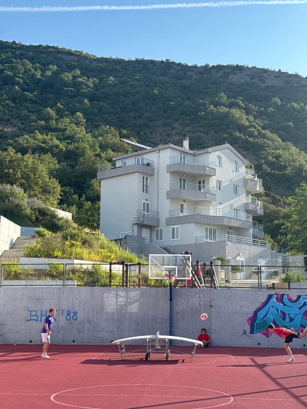 Outdoor sports court in Rafailovići sees active morning use