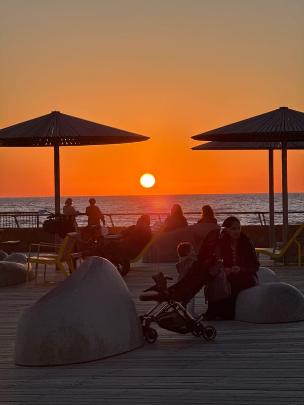 Sunset observed over Mediterranean from Tel Aviv waterfront
