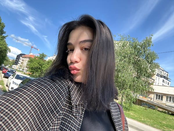 Person takes morning selfie outdoors in Sofia, Bulgaria