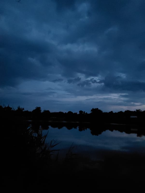 Evening twilight walk documented through rural Ustyvytsia, Ukraine countryside
