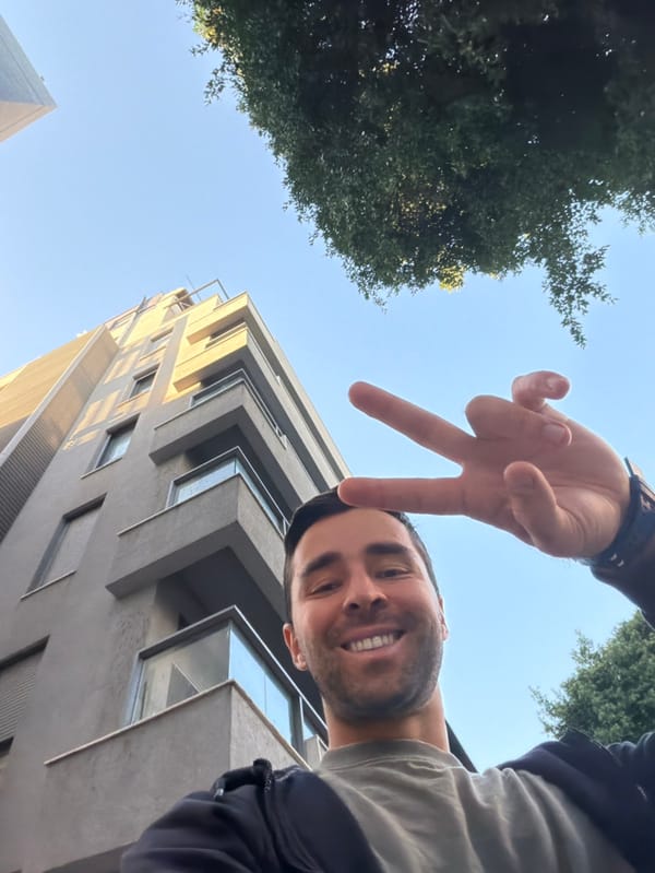 Man takes outdoor selfie in Tel Aviv