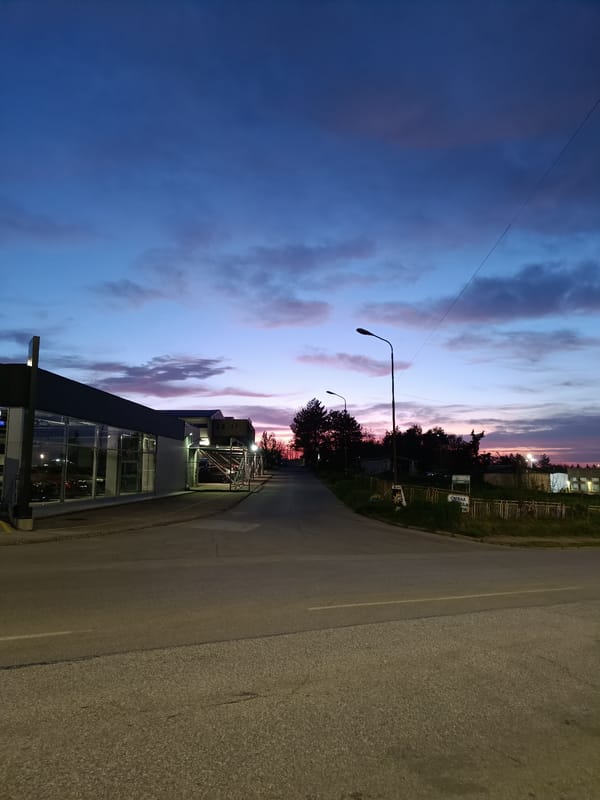 Witness captures twilight scenes across suburban streets during sunset