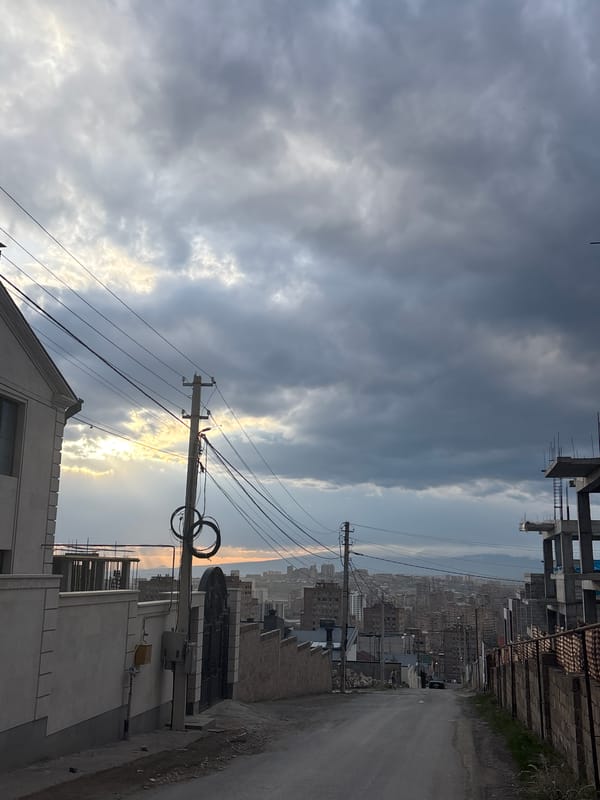 Dramatic skies documented over Arinj, Armenia construction zones