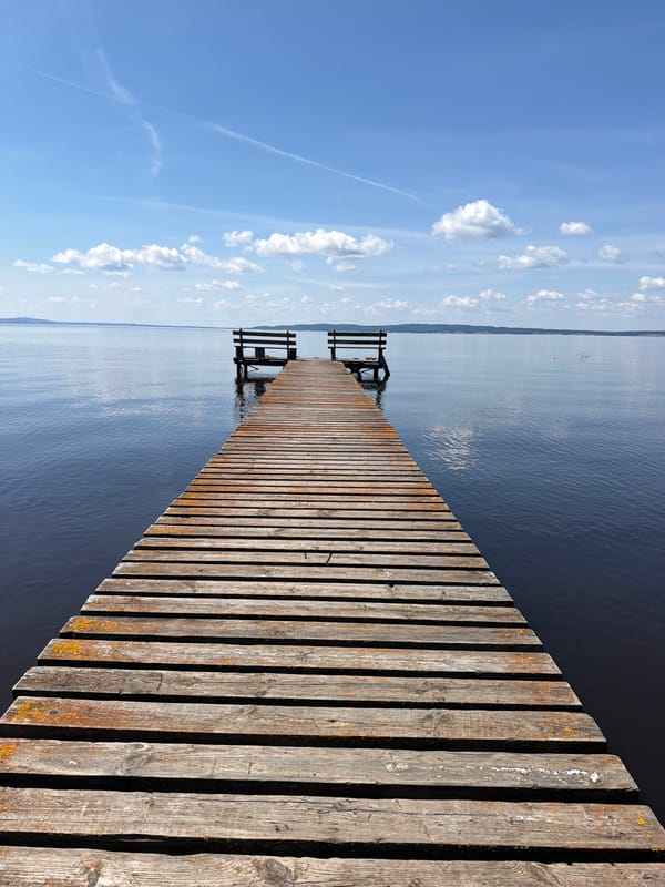 Hanging out on a lakeside pier in Stepanovo on a clear morning