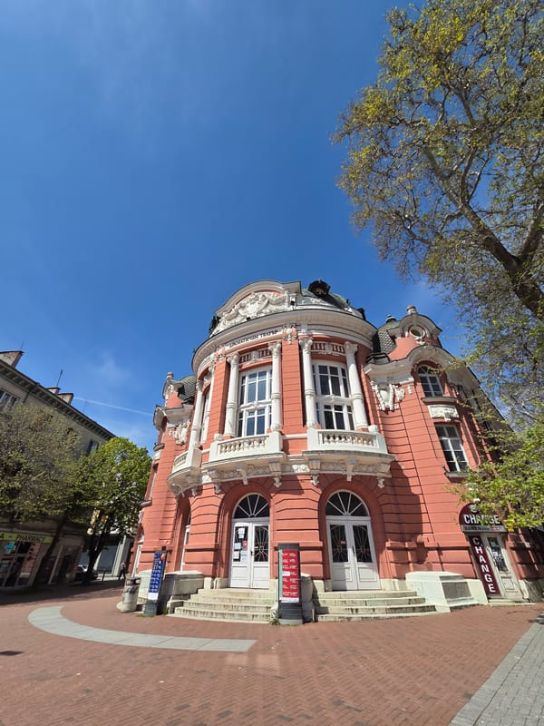 Morning scenes documented around ornate architecture in Varna, Bulgaria