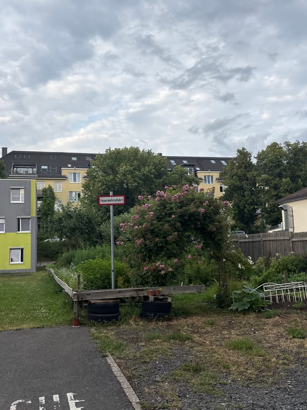Quiet residential streets and buildings in Göttingen on a cloudy afternoon