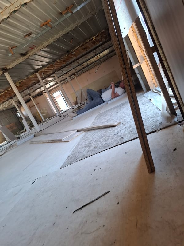 Phone time in an unfinished room in Kazakhstan