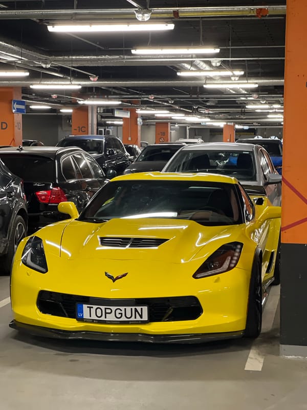 Yellow Corvette and ceramic lemons spotted in Riga