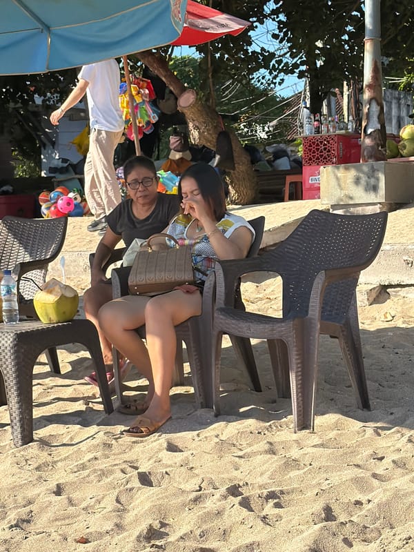 Busy morning at Kuta Beach, Bali