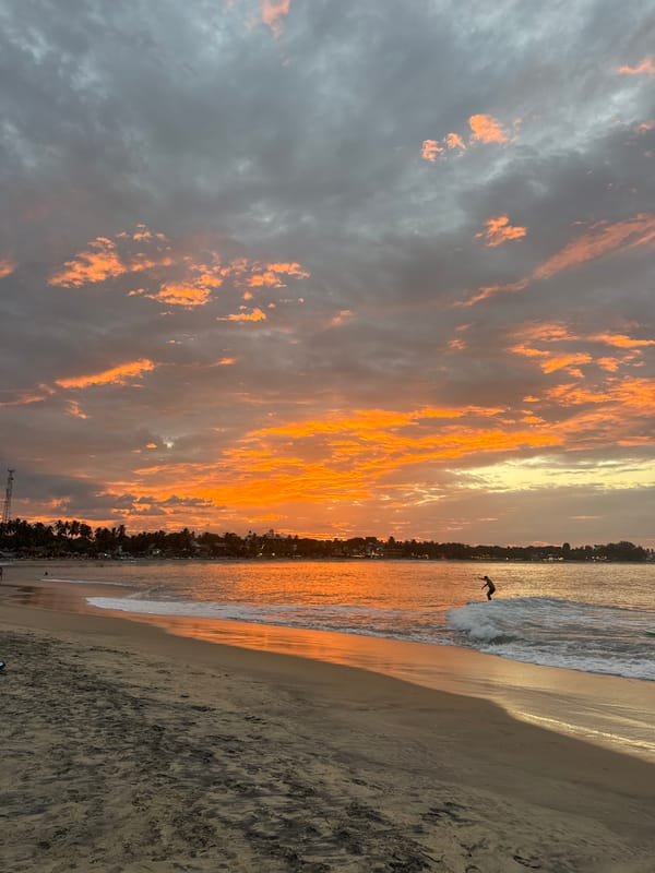 Sunset hour on the beach at Arugam Bay