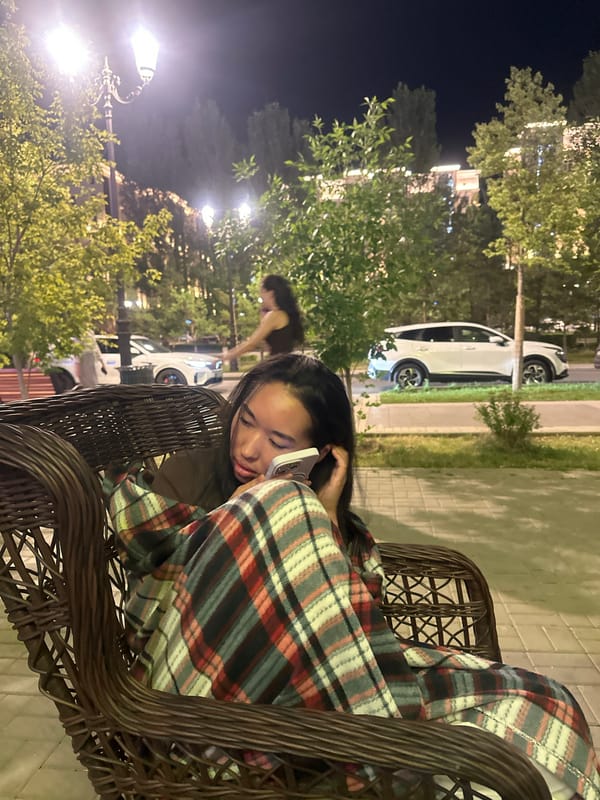 Night out at a wicker chair café in Astana