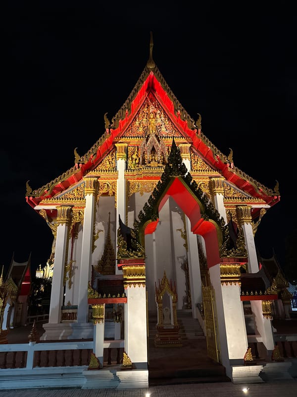 Wat Chalong at night, up close and in detail