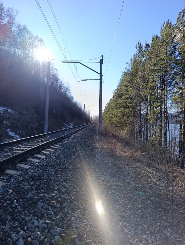 Walker documents Trans-Siberian Railway journey near Krasnoyarsk