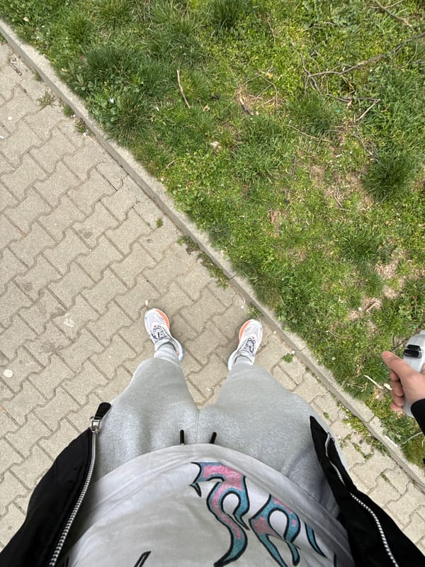 Morning dog walk documented through selfies in Stara Zagora