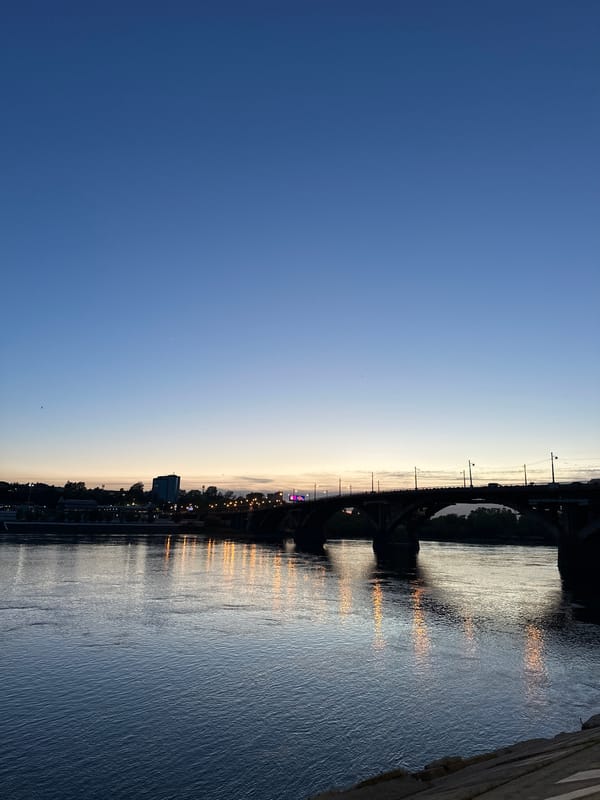 Evening scenes captured across Irkutsk's Angara River district