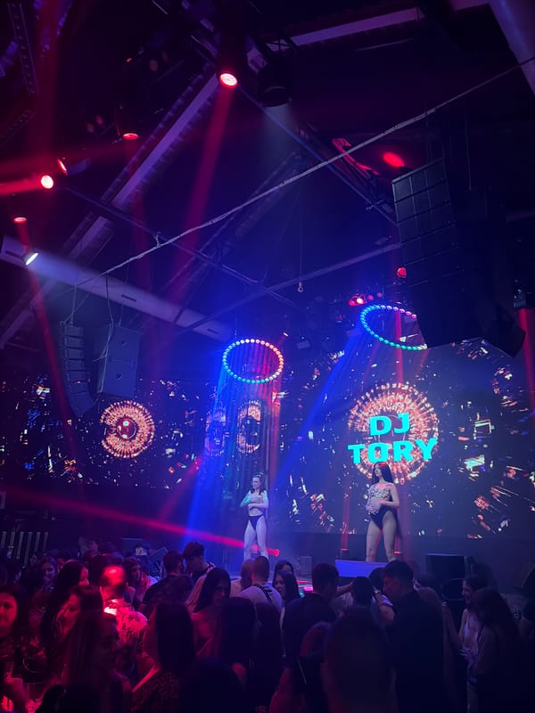 DJ Tory performs at crowded Burgas nightclub venue
