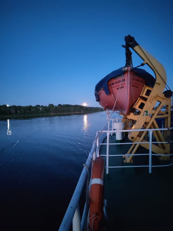 Twilight cruise on the Volga River near Yaroslavl