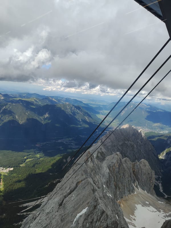 Cable car journey to Zugspitze summit showcasing Bavarian Alps