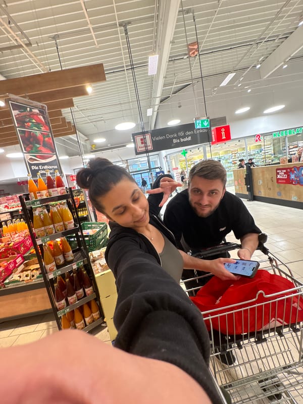Shoppers take selfie at Kaufland supermarket in Mönchengladbach