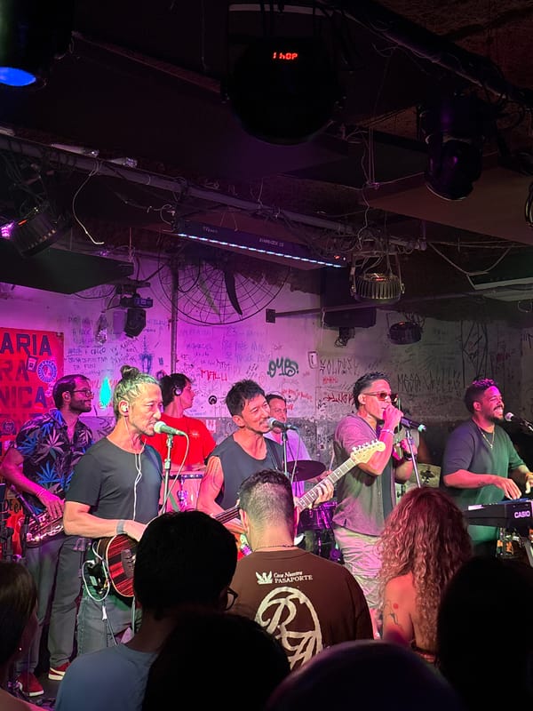 Live band performs late-night show at São Paulo venue