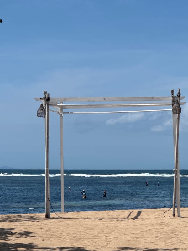 Morning beach scenes documented in Kuta Selatan resort area