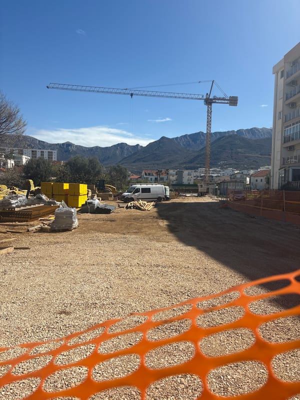 Morning routine unfolds near construction site in Bar, Montenegro