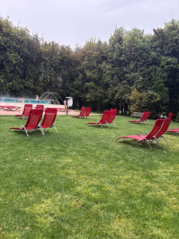 Spa resort scenes documented in Fiumicino on overcast afternoon