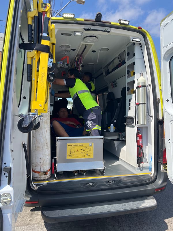 SAMU ambulance crew active in Arica, Chile